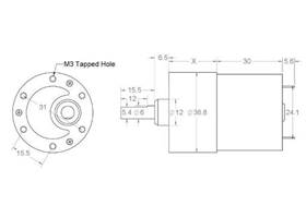 37D Gearmotor dimensions